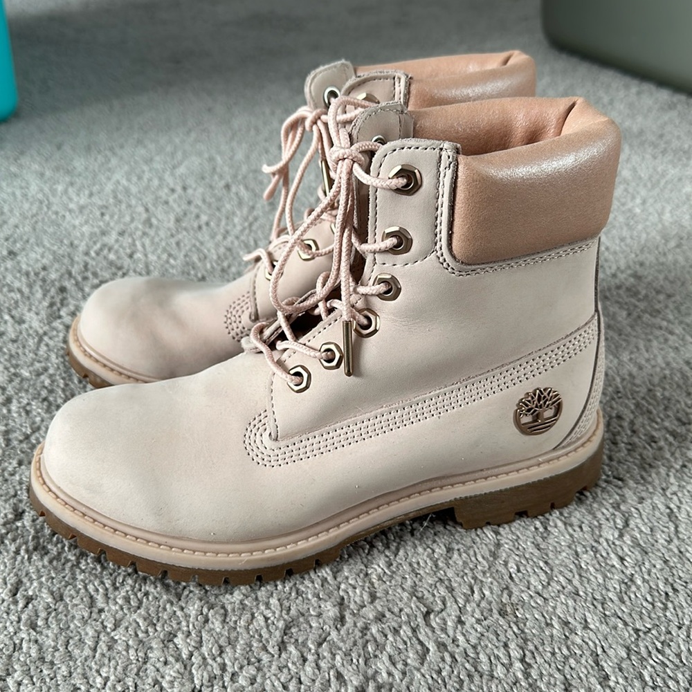 Women’s pink Timberland Boots